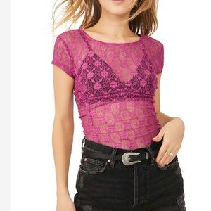 FREE PEOPLE keep it simple lace baby tee